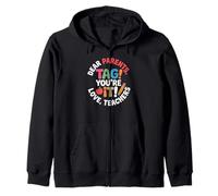 Dear Parents Tag You're It Retro Educator Summer Break Fun Zip Hoodie