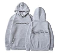Dear Person Behind Me Hoodie Sweatshirt, To the Person Behind Me Hoodie Gift with Casual Graphic Letter Print Sleeve (Medium,Gray)