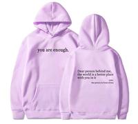 Dear Person Behind Me Hoodie Sweatshirt, You Are Enough Hoodie Sweatshirt, The Hope Hoodie for Men Women (Purple2,L)