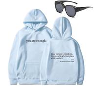 Dear Person Behind Me Hoodie Sweatshirt You Are Enough Hoodie Sweatshirt,to the Dearperson Behind Me (Blue-B(Black text),XXL)