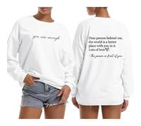 Dear Person Behind Me Hoodie You Are Enough Graphic Sweatshirts for Women Mental Health Awareness Shirt Pullover Top 2024 New