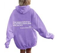 WEJDYKG Dear Person Behind Me Hoodie, You Are Enough Hoodie, Pullover Hoodie loose Graphic Sweatshirts for Women (Purple,X-Large)