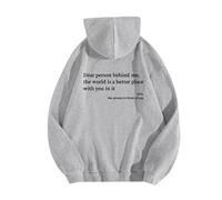 WEJDYKG Dear Person Behind Me Hoodie, You Are Enough Hoodie, Pullover Hoodie loose Graphic Sweatshirts for Women (Grey,XX-Large)