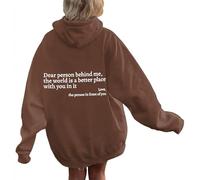 WEJDYKG Dear Person Behind Me Hoodie, You Are Enough Hoodie, Pullover Hoodie loose Graphic Sweatshirts for Women (Khaki,X-Large)