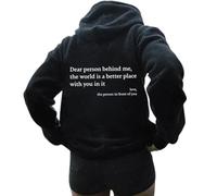 WEJDYKG Dear Person Behind Me Hoodie, You Are Enough Hoodie, Pullover Hoodie loose Graphic Sweatshirts for Women (Black,Medium)