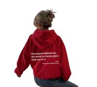 WEJDYKG Dear Person Behind Me Hoodie, You Are Enough Hoodie, Pullover Hoodie loose Graphic Sweatshirts for Women (Red,XX-Large)