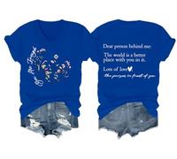 Dear Person Behind Me Shirt You are Enough Tshirt Inspirational Shirts for Women Positive Tees Tops V-Neck Royal Blue