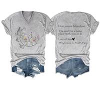 Dear Person Behind Me Shirt You are Enough Tshirt Inspirational Shirts for Women Positive Tees Tops V-Neck Gray