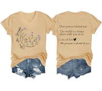 Dear Person Behind Me Shirt You are Enough Tshirt Inspirational Shirts for Women Positive Tees Tops V-Neck