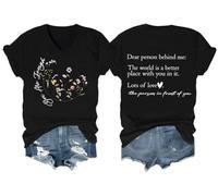 Dear Person Behind Me Shirt You are Enough Tshirt Inspirational Shirts for Women Positive Tees Tops V-Neck Black