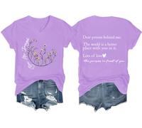 Dear Person Behind Me Shirt You are Enough Tshirt Inspirational Shirts for Women Positive Tees Tops V-Neck Light Purple