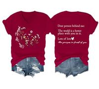 Dear Person Behind Me Shirt You are Enough Tshirt Inspirational Shirts for Women Positive Tees Tops V-Neck Claret