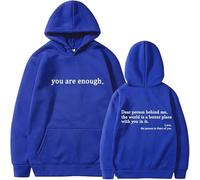 Dear Person Behind Me, You Are Enough Hoodie, Sweatshirt Hoodies, Letter Pullover Top Love Couple Hoody (Blue(White),Large)