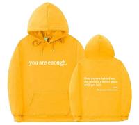 Dear Person Behind Me, You Are Enough - The World Is A Better Place With You Hoodie (Yellow, White Text, L)