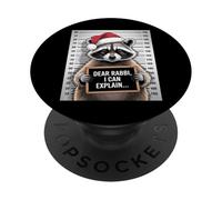 Dear Rabbi I Can Explain Funny Christmas Hannuka Raccoon PopSockets Adhesive PopGrip