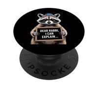 Dear Rabbi I Can Explain Funny Christmas Hannuka Raccoon PopSockets Adhesive PopGrip