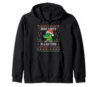 Dear Santa Alligator Ugly Xmas Sweater Christmas Gator Zip Hoodie