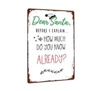 Dear Santa Before I Explain...How Much Do You Know Already? Funny Tin Signs for Home Room Coffee Cafe Bar Bedroom Decor 8x12 inch