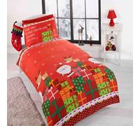 DEAR SANTA CHRISTMAS XMAS DUVET COVER SET RED - SINGLE
