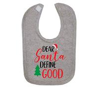 Dear Santa Define Good Style one Cotton Baby bib - Grey