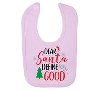 Dear Santa Define Good Style one Cotton Baby bib - Pastel Pink