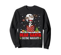Dear Santa Define Xmas Naughty Border Collie At Chimney Sweatshirt, Adult Unisex, Black, X-Large