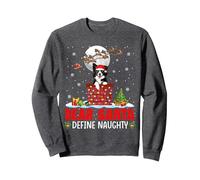 Dear Santa Define Xmas Naughty Border Collie At Chimney Sweatshirt, Adult Unisex, Dark Heather Grey, Large