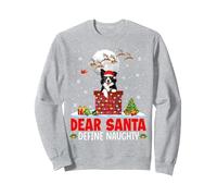 Dear Santa Define Xmas Naughty Border Collie At Chimney Sweatshirt, Adult Unisex, Heather Grey, X-Large
