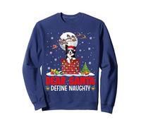 Dear Santa Define Xmas Naughty Border Collie At Chimney Sweatshirt, Adult Unisex, Navy Blue, Large