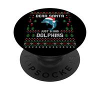Dear Santa Dolphin Christmas Ugly Xmas Sweater PopSockets Adhesive PopGrip
