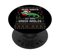 Dear Santa Green Anole Lizard Christmas Ugly Xmas Sweater PopSockets Adhesive PopGrip