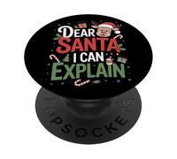 Dear Santa I Can Explain Kids Holiday Christmas Party PopSockets Adhesive PopGrip