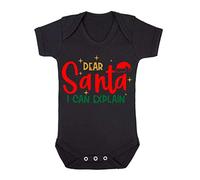 Dear Santa I can Explain Style one hat Baby Grow Vest, 0-3 Months, Black