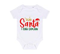 Dear Santa I can Explain Style one hat Baby Grow Vest, 0-3 Months, White
