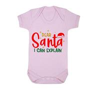 Dear Santa I can Explain Style one hat Baby Grow Vest, 3-6 Months, Pastel Pink