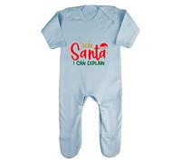 Dear Santa I can Explain Style one hat Baby Romper Jumpsuit with feet, 3-6 Months, Pastel Blue