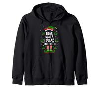 Dear Santa, I Plead The Fifth Christmas Elf Pajama PJ Zip Hoodie