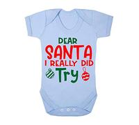 Dear Santa I Really did Try Baby Grow Vest, 3-6 Months, Pastel Blue