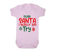 Dear Santa I Really did Try Baby Grow Vest, 6-12 Months, Pastel Pink