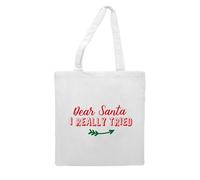 Dear Santa I really tried [BCX] tote style shopping bag - white
