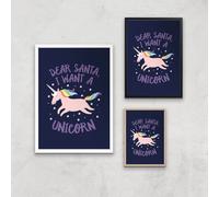 Dear Santa, I Want A Unicorn Art Print - A2 - White Frame