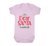 Dear Santa I Want it All Baby Grow Vest, 6-12 Months, Pastel Pink