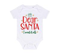 Dear Santa I Want it All Baby Grow Vest, 6-12 Months, White