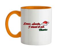 Dear Santa, I Want It All, Cheers - 11oz - Ceramic Two-Tone Mug for Coffee/Tea - Orange/White - One Size