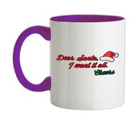 Dear Santa, I Want It All, Cheers - 11oz - Ceramic Two-Tone Mug for Coffee/Tea - Purple/White - One Size