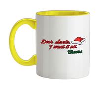 Dear Santa, I Want It All, Cheers - 11oz - Ceramic Two-Tone Mug for Coffee/Tea - Yellow/White - One Size
