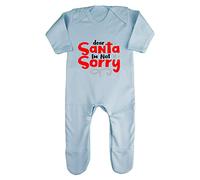 Dear Santa I'm not Sorry Baby Romper Jumpsuit with feet, 0-3 Months, Pastel Blue