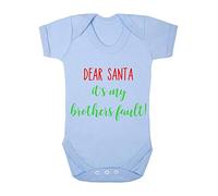Dear Santa It's My Brother's Fault!Baby Grow Vest, 0-3 Months, Pastel Blue