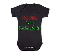 Dear Santa It's My Brother's Fault!Baby Grow Vest, 3-6 Months, Black