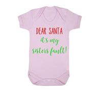 Dear Santa It's My Sister's Fault!Baby Grow Vest, 0-3 Months, Pastel Pink